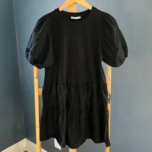 Zara Puff Sleeve Mini Dress - Small - Black